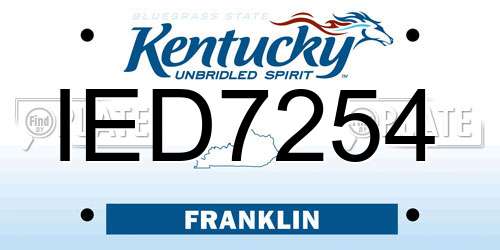 IED7254 Kentucky License Plate