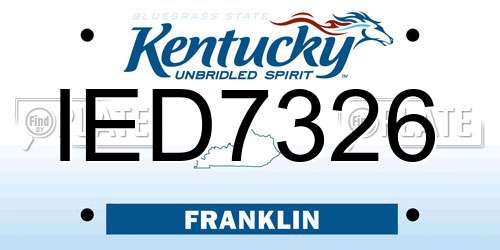 IED7326 Kentucky License Plate