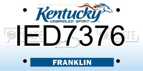 IED7376 Kentucky License Plate