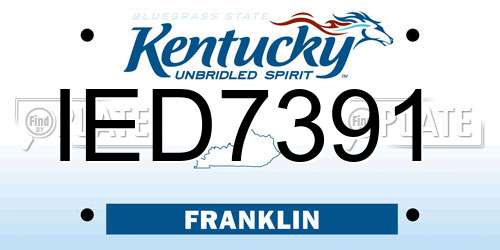IED7391 Kentucky License Plate