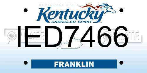 IED7466 Kentucky License Plate