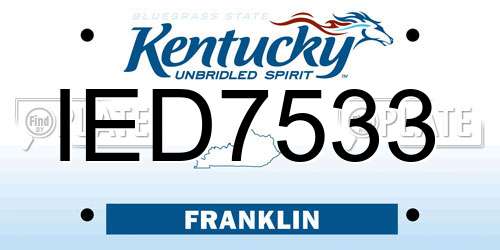 IED7533 Kentucky License Plate