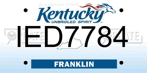 IED7784 Kentucky License Plate
