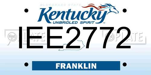IEE2772 Kentucky License Plate