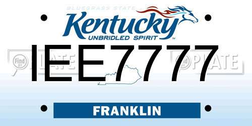 IEE7777 Kentucky License Plate