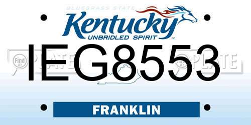 IEG8553 Kentucky License Plate