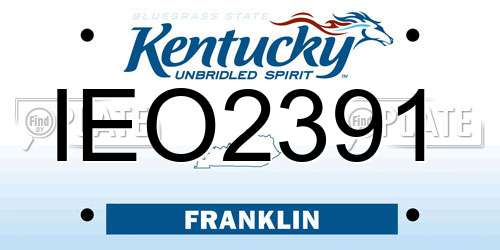 IEO2391 Kentucky License Plate