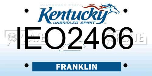 IEO2466 Kentucky License Plate