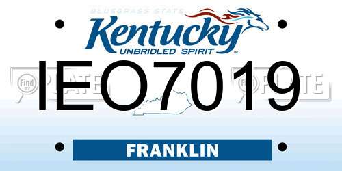 IEO7019 Kentucky License Plate