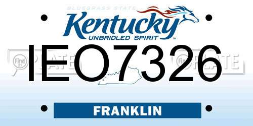 IEO7326 Kentucky License Plate