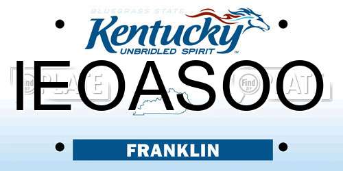 IEOASOO Kentucky License Plate