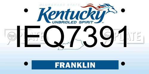IEQ7391 Kentucky License Plate