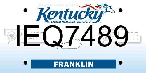 IEQ7489 Kentucky License Plate