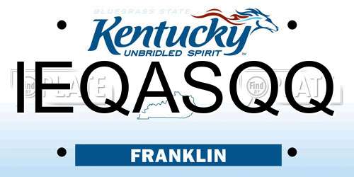 IEQASQQ Kentucky License Plate