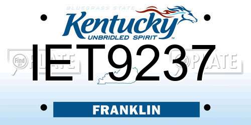 IET9237 Kentucky License Plate
