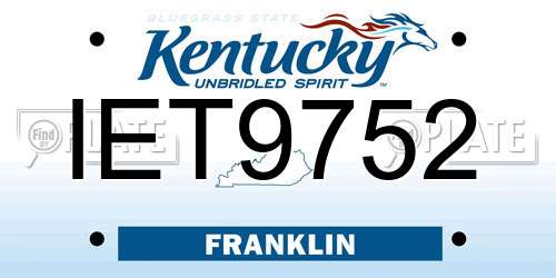 IET9752 Kentucky License Plate