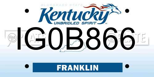 IG0B866 Kentucky License Plate