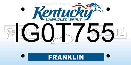 IG0T755 Kentucky License Plate