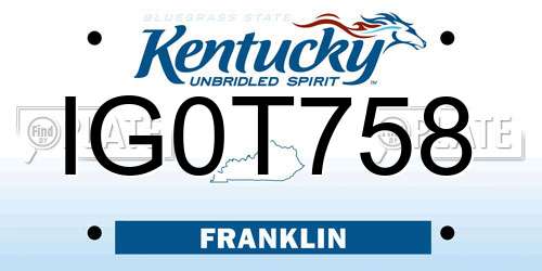 IG0T758 Kentucky License Plate