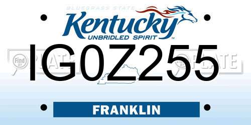 IG0Z255 Kentucky License Plate