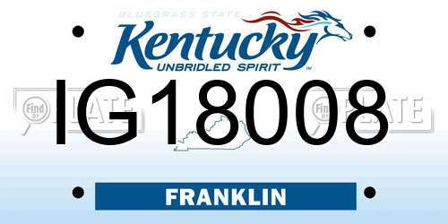 IG18008 Kentucky License Plate