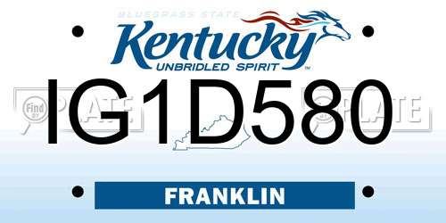 IG1D580 Kentucky License Plate