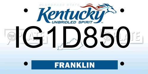 IG1D850 Kentucky License Plate