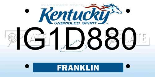 IG1D880 Kentucky License Plate