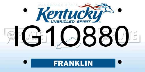 IG1O880 Kentucky License Plate