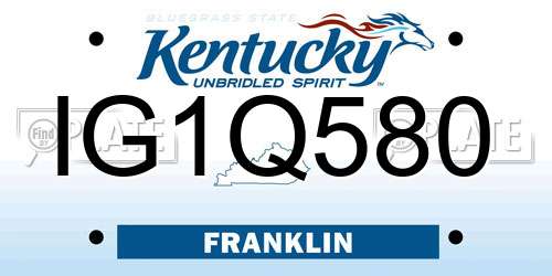 IG1Q580 Kentucky License Plate