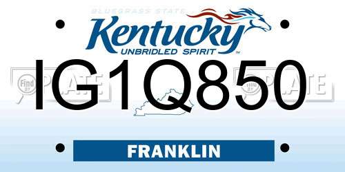 IG1Q850 Kentucky License Plate