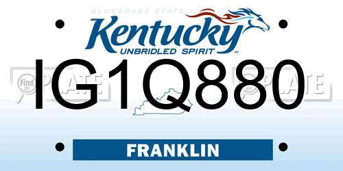 IG1Q880 Kentucky License Plate
