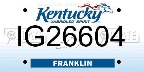 IG26604 Kentucky License Plate