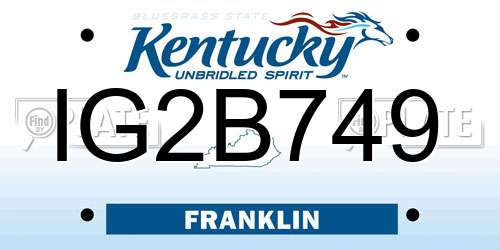 IG2B749 Kentucky License Plate