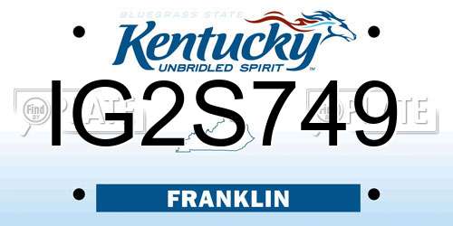 IG2S749 Kentucky License Plate