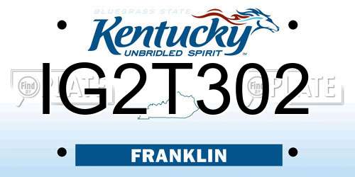 IG2T302 Kentucky License Plate
