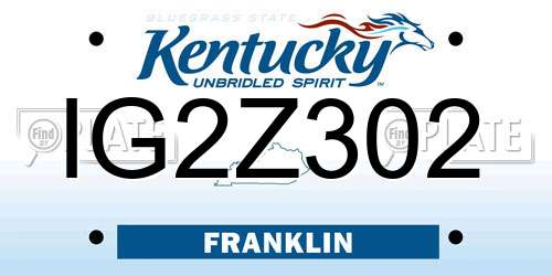 IG2Z302 Kentucky License Plate