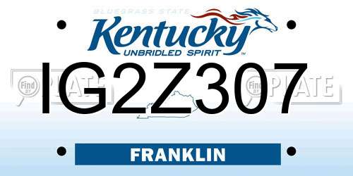 IG2Z307 Kentucky License Plate