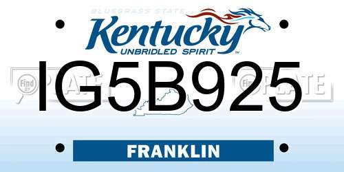 IG5B925 Kentucky License Plate