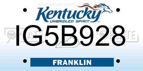 IG5B928 Kentucky License Plate