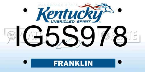 IG5S978 Kentucky License Plate