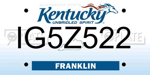 IG5Z522 Kentucky License Plate