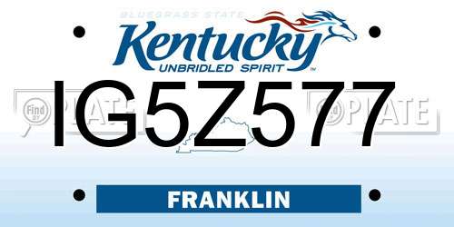 IG5Z577 Kentucky License Plate