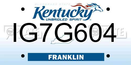 IG7G604 Kentucky License Plate
