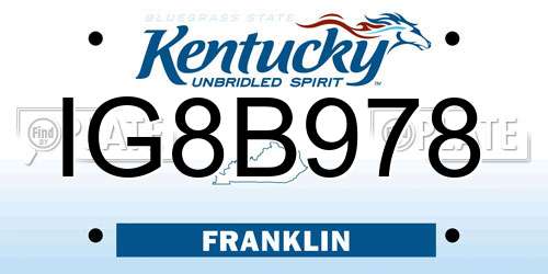 IG8B978 Kentucky License Plate