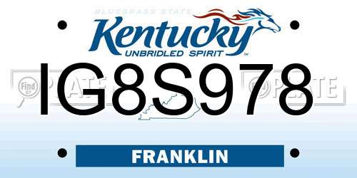 IG8S978 Kentucky License Plate