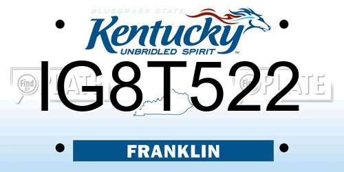 IG8T522 Kentucky License Plate