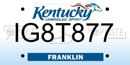 IG8T877 Kentucky License Plate