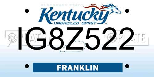 IG8Z522 Kentucky License Plate
