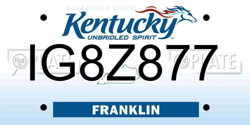 IG8Z877 Kentucky License Plate